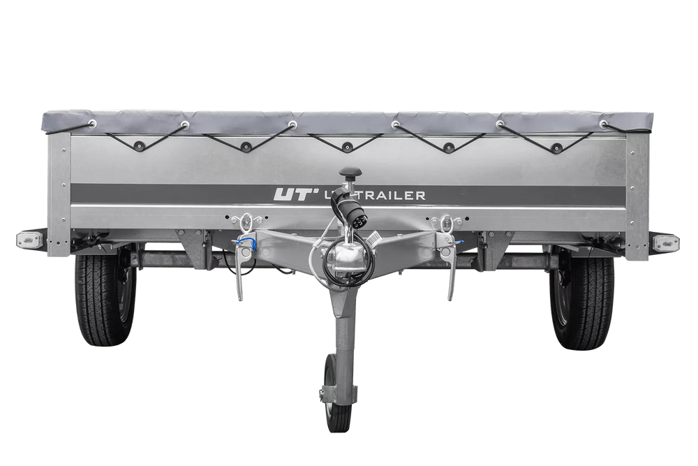 PKW Anhänger 264×150 Unitrailer Garden 265 KIPP mit Flachplanenträger und grauer Plane-Neu