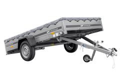 PKW Anhänger 264×150 Unitrailer Garden 265 KIPP mit Flachplanenträger und grauer Plane-Neu
