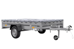 PKW Anhänger 264×150 Unitrailer Garden 265 KIPP mit Flachplanenträger und grauer Plane-Neu