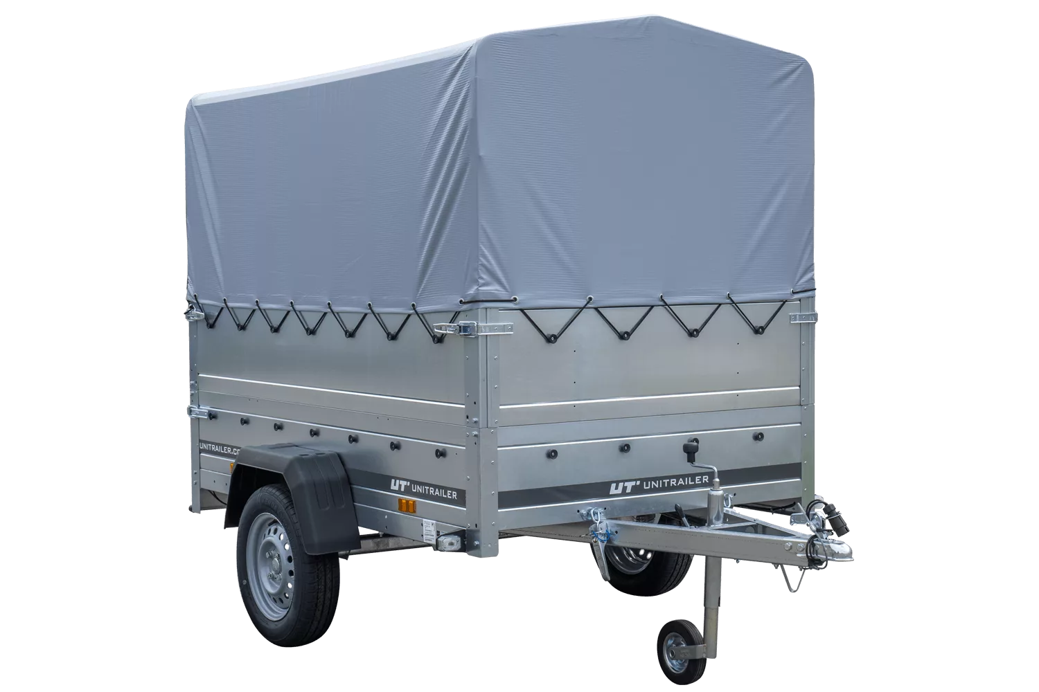 Pkw Anhänger 750 kg ungebremst Garden Trailer 201 KIPP mit zusätzlichen Bordwänden, Stützrad, Hochplane und Hochspriegel-Neu