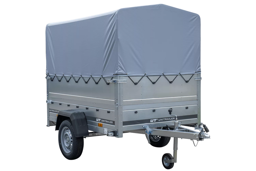 Pkw Anhänger 750 kg ungebremst Garden Trailer 201 KIPP mit zusätzlichen Bordwänden, Stützrad, Hochplane und Hochspriegel-Neu