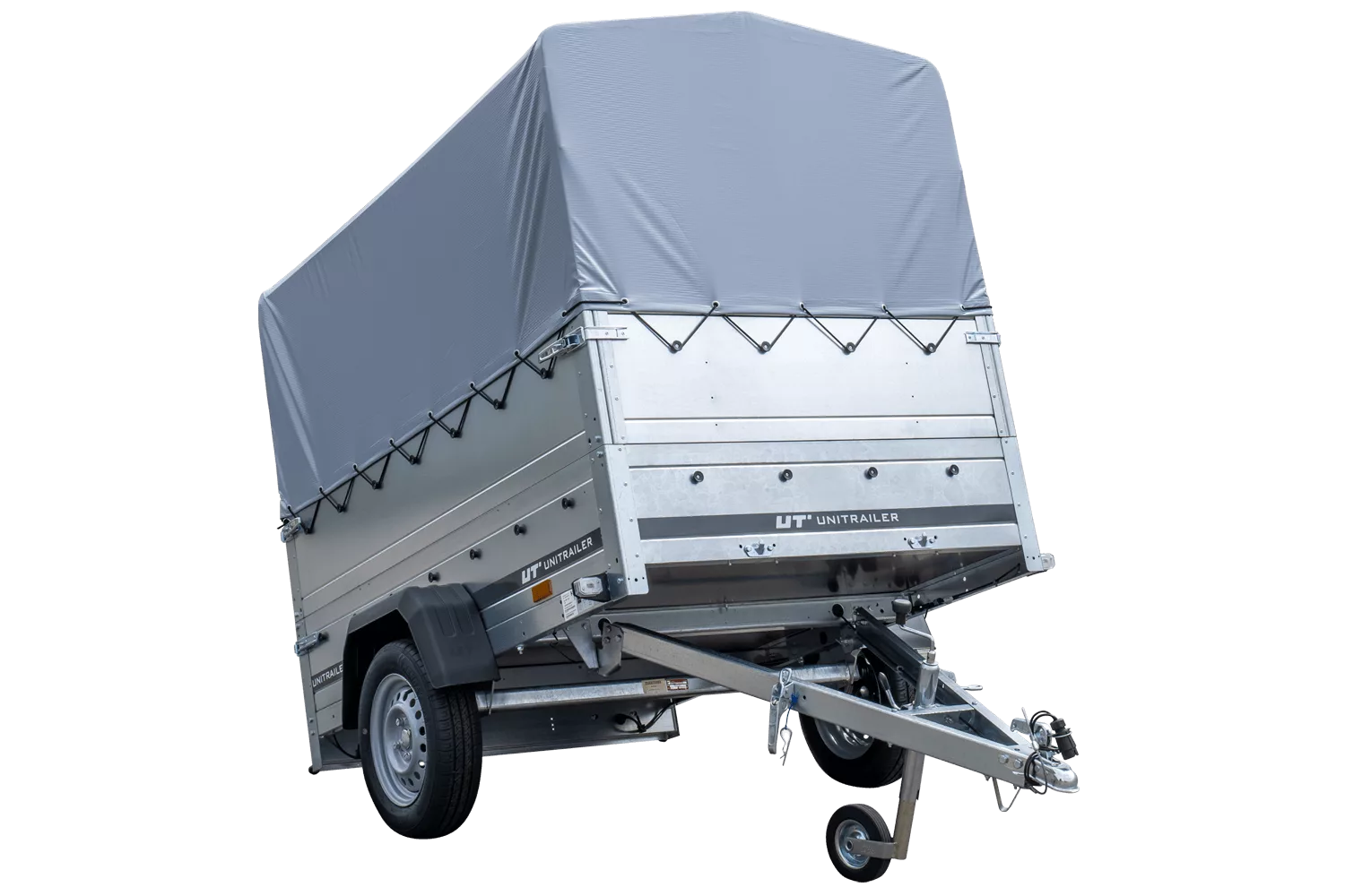 Pkw Anhänger 750 kg ungebremst Garden Trailer 201 KIPP mit zusätzlichen Bordwänden, Stützrad, Hochplane und Hochspriegel-Neu
