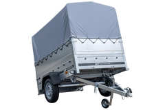 Pkw Anhänger 750 kg ungebremst Garden Trailer 201 KIPP mit zusätzlichen Bordwänden, Stützrad, Hochplane und Hochspriegel-Neu