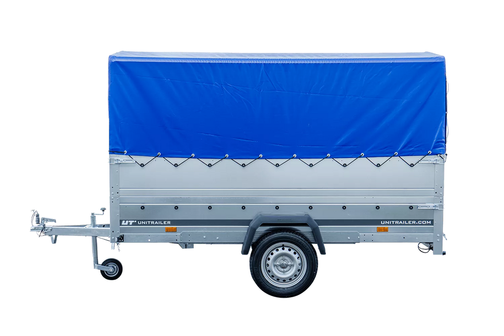 Pkw Anhänger Garden Trailer 264 KIPP mit Stützrad, zusätzlichen Bordwänden, Hochplane und Hochspriegel-Neu
