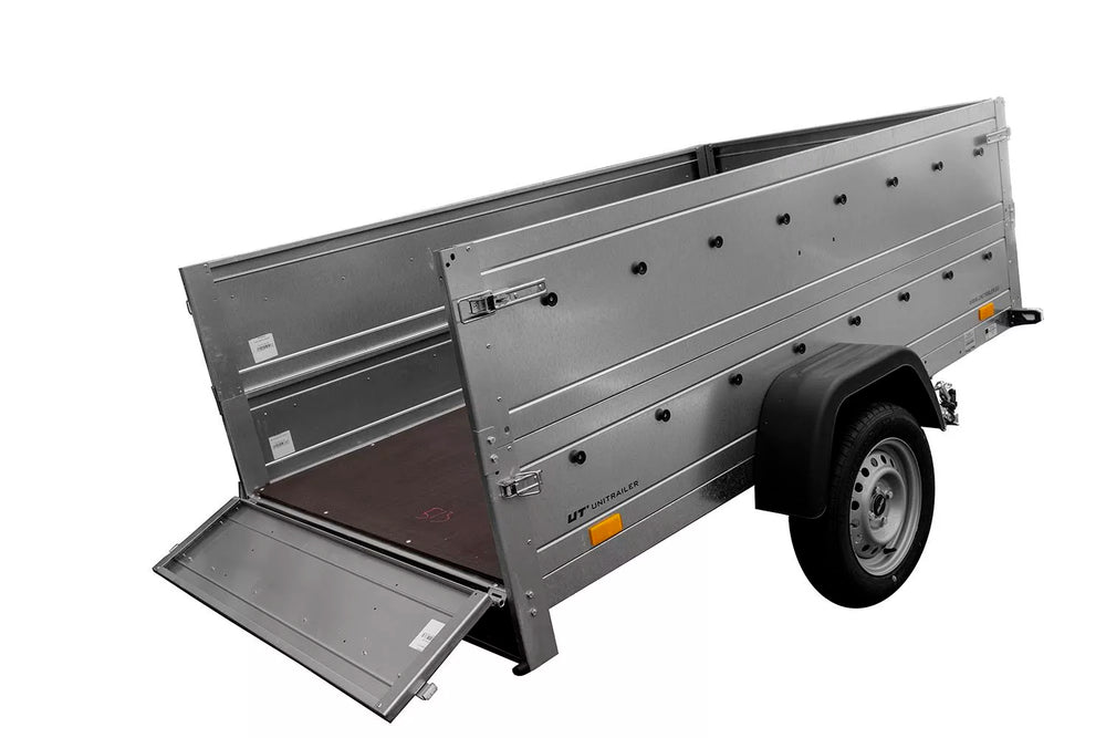 Pkw Anhänger Kipper 230×125 Garden Trailer 230 KIPP Unitrailer 750 kg mit Stützrad und zusätzlichen Bordwänden-Neu