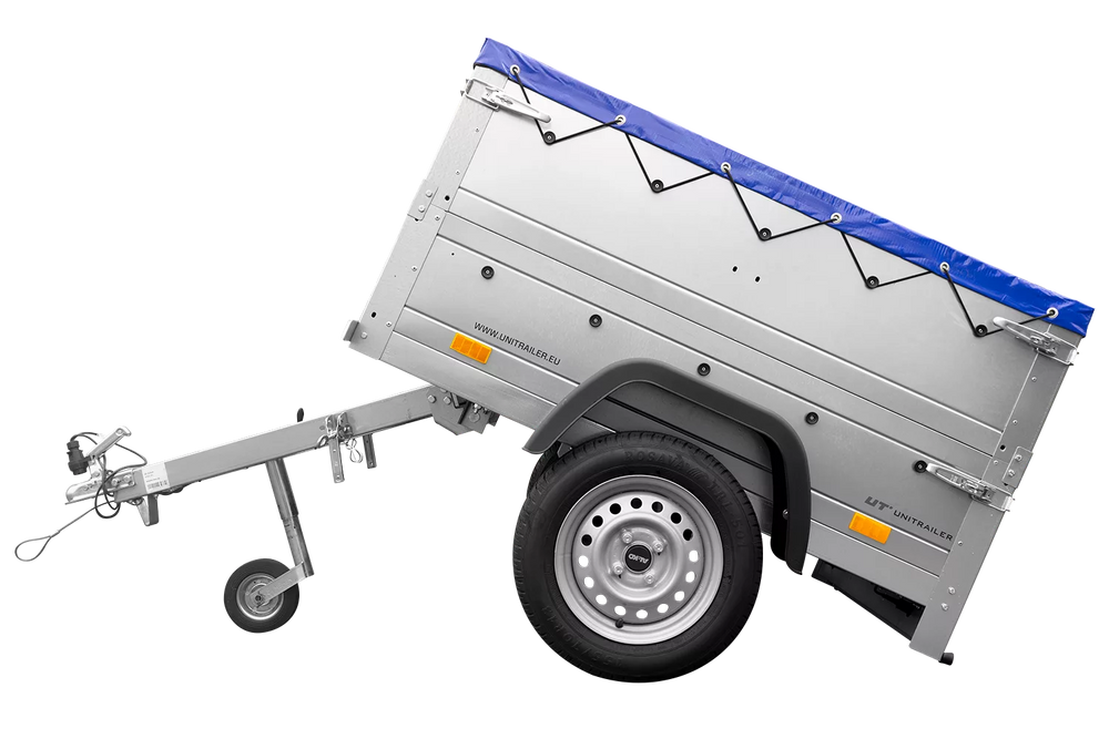 Pkw Anhänger Neu Garden Trailer 150 KIPP mit zusätzlichen Bordwänden, Stützrad und blauer Flachplane-Neu