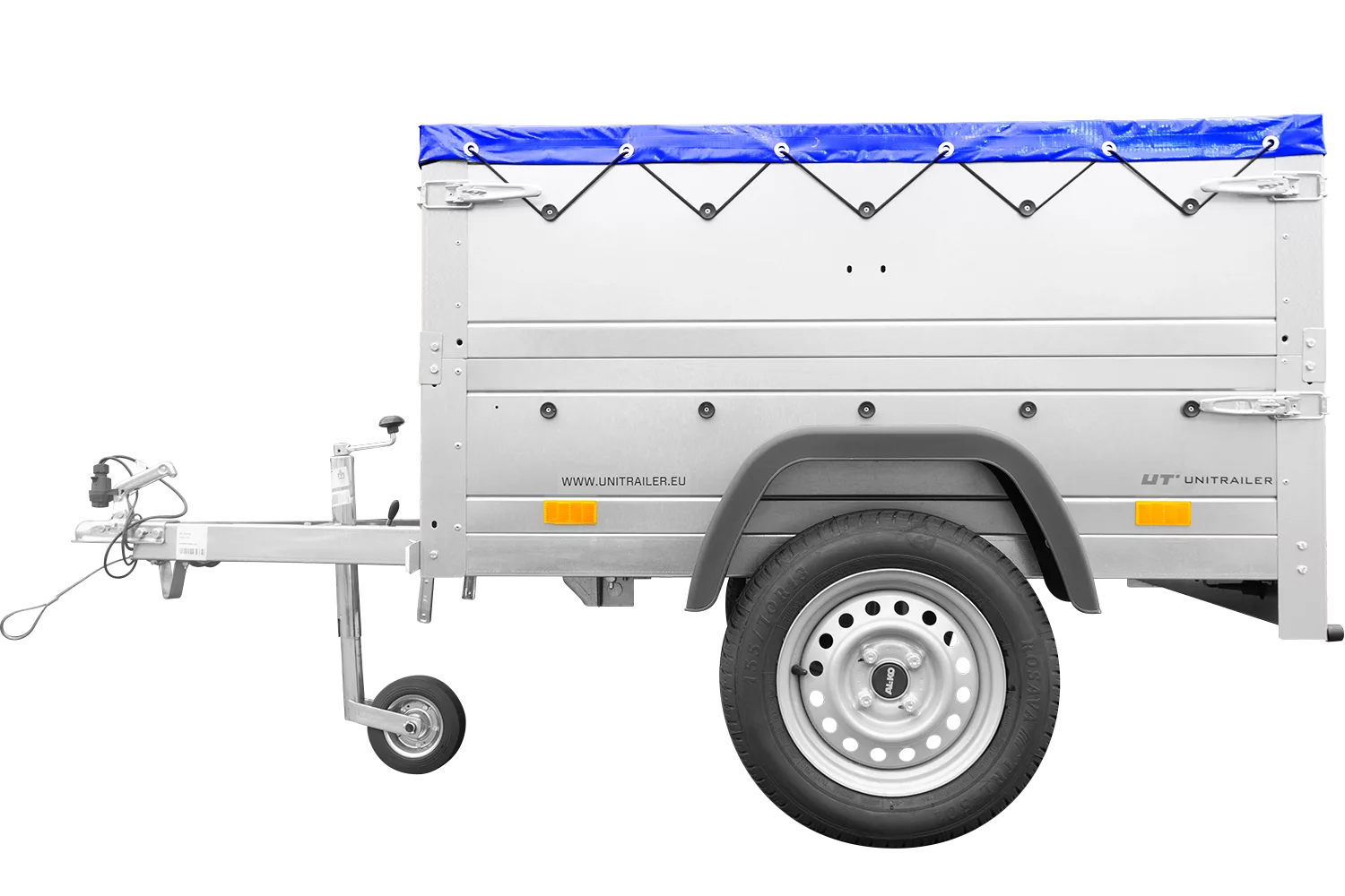 Pkw Anhänger Neu Garden Trailer 150 KIPP mit zusätzlichen Bordwänden, Stützrad und blauer Flachplane-Neu