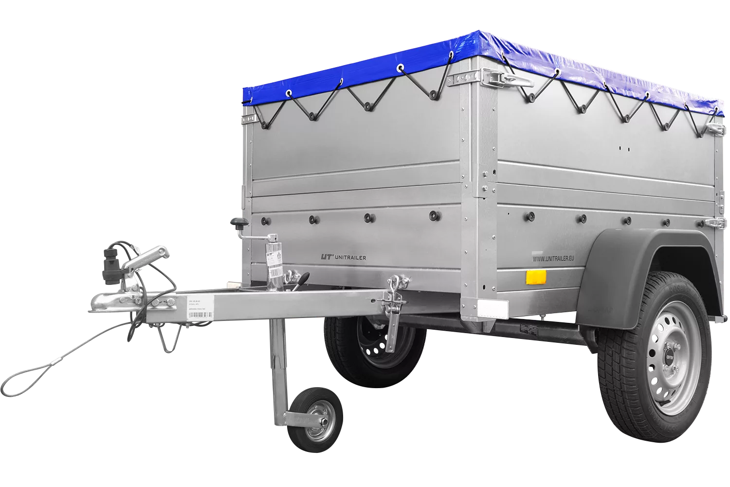 Pkw Anhänger Neu Garden Trailer 150 KIPP mit zusätzlichen Bordwänden, Stützrad und blauer Flachplane-Neu