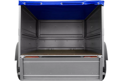 Pkw Anhänger Neu Garden Trailer 150 KIPP mit zusätzlichen Bordwänden, Stützrad und blauer Flachplane-Neu