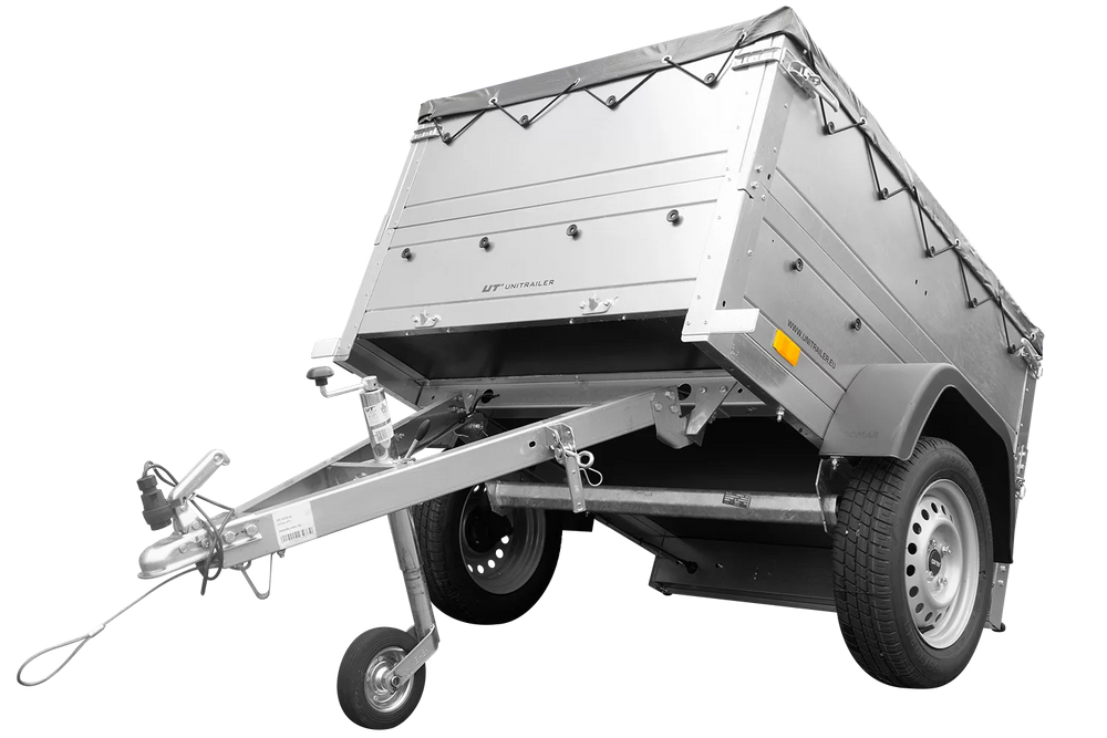 Pkw Anhänger Neu Garden Trailer 150 KIPP mit zusätzlichen Bordwänden, Stützrad und grauer Flachplane-Neu