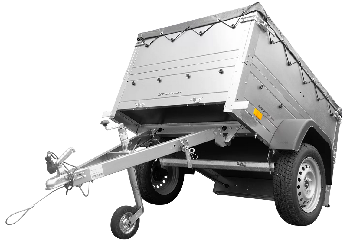Pkw Anhänger Neu Garden Trailer 150 KIPP mit zusätzlichen Bordwänden, Stützrad und grauer Flachplane-Neu