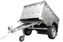 Pkw Anhänger Neu Garden Trailer 150 KIPP mit zusätzlichen Bordwänden, Stützrad und grauer Flachplane-Neu