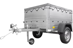Pkw Anhänger Neu Garden Trailer 150 KIPP mit zusätzlichen Bordwänden, Stützrad und grauer Flachplane-Neu