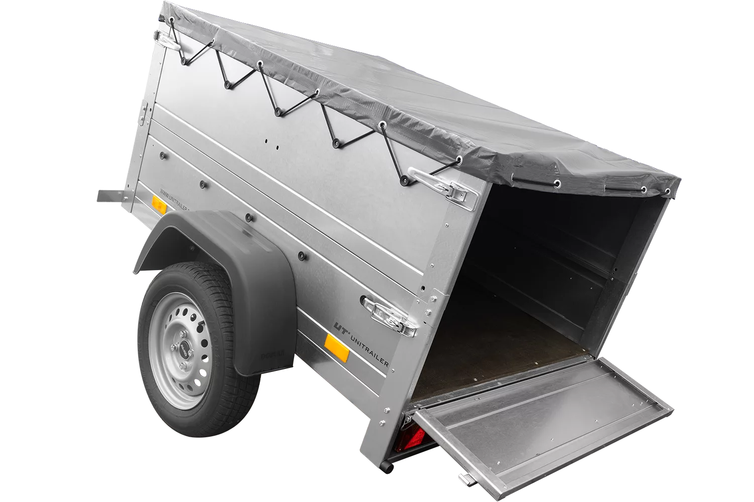 Pkw Anhänger Neu Garden Trailer 150 KIPP mit zusätzlichen Bordwänden, Stützrad und grauer Flachplane-Neu
