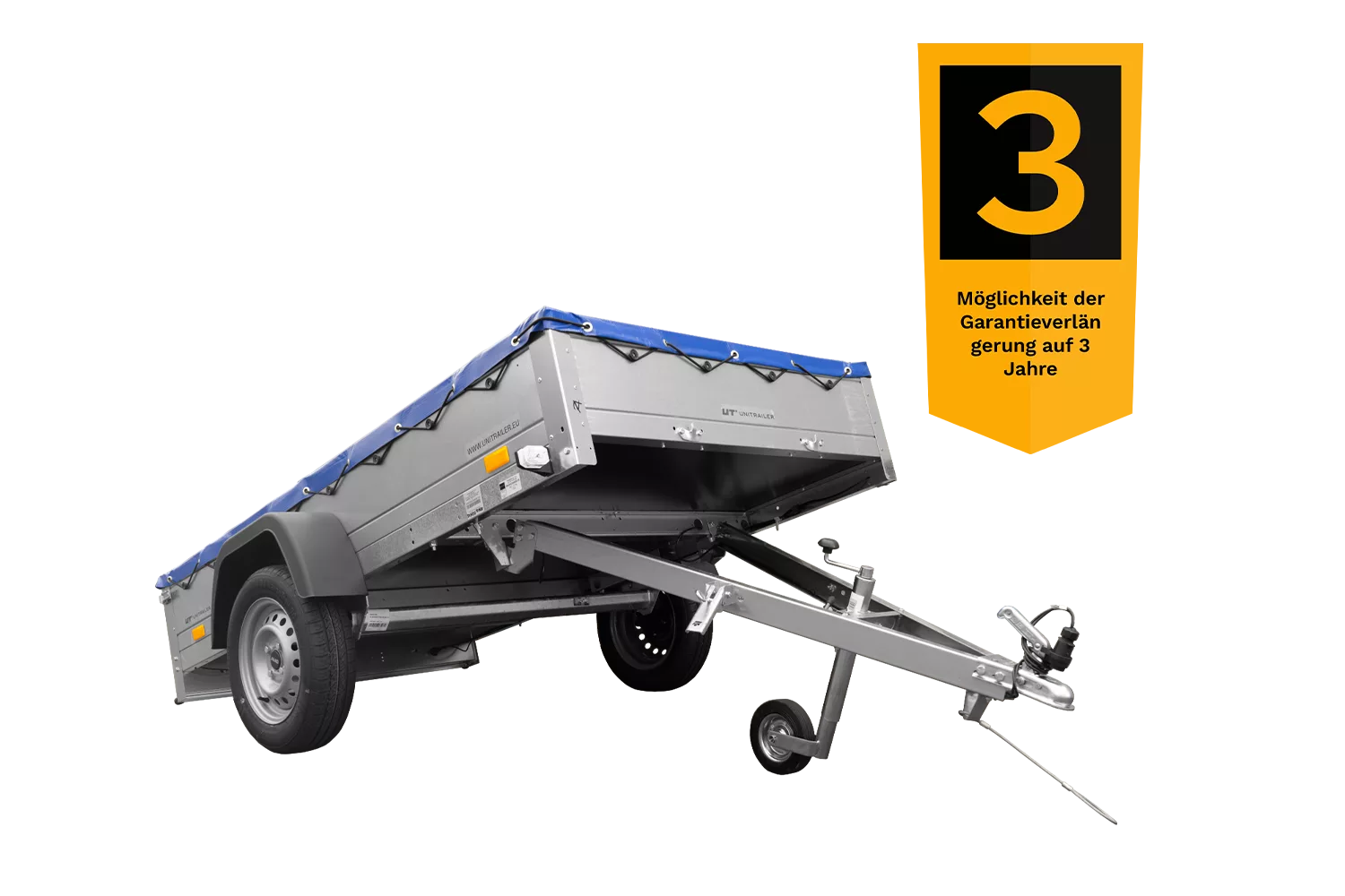 Pkw-Kippanhänger Garden Trailer 230 KIPP [230 cm x 125 cm] mit Flachplane, Stützrad und Planenträger-Neu