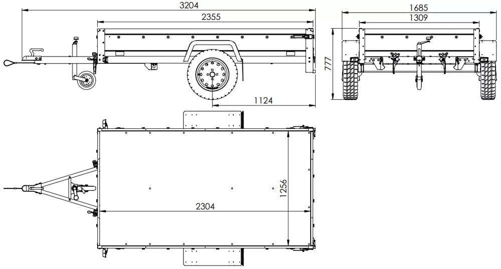 Pkw-Kippanhänger Garden Trailer 230 KIPP [230 cm x 125 cm] mit Flachplane, Stützrad und Planenträger-Neu
