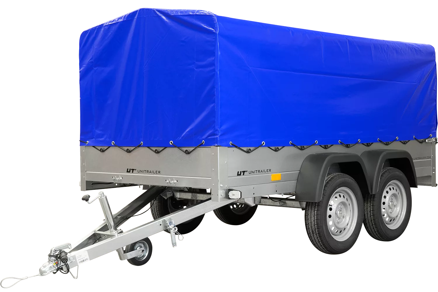 Unitrailer Garden Trailer Anhänger 264/2 Kipp Mit Stützrad, Rahmen H-800 Und Blauer Abdeckung-neu
