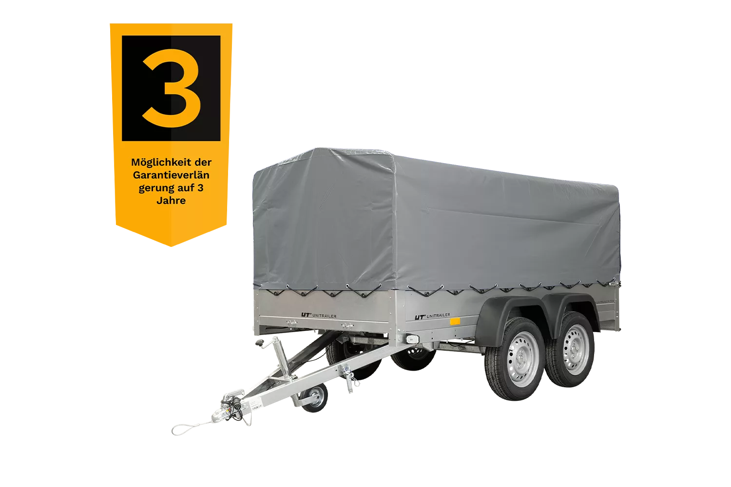Unitrailer Garden Trailer Anhänger 264/2 Kipp Mit Stützrad, Spriegel Und Grauer Plane-Neu