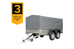 Unitrailer Garden Trailer Anhänger 264/2 Kipp Mit Stützrad, Spriegel Und Grauer Plane-Neu