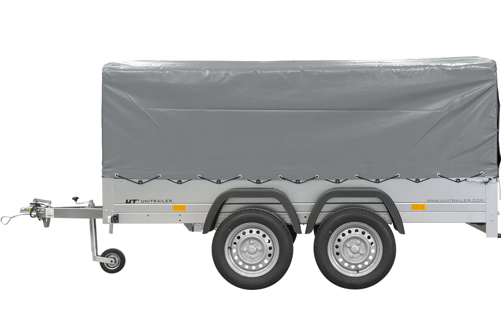 Unitrailer Garden Trailer Anhänger 264/2 Kipp Mit Stützrad, Spriegel Und Grauer Plane-Neu