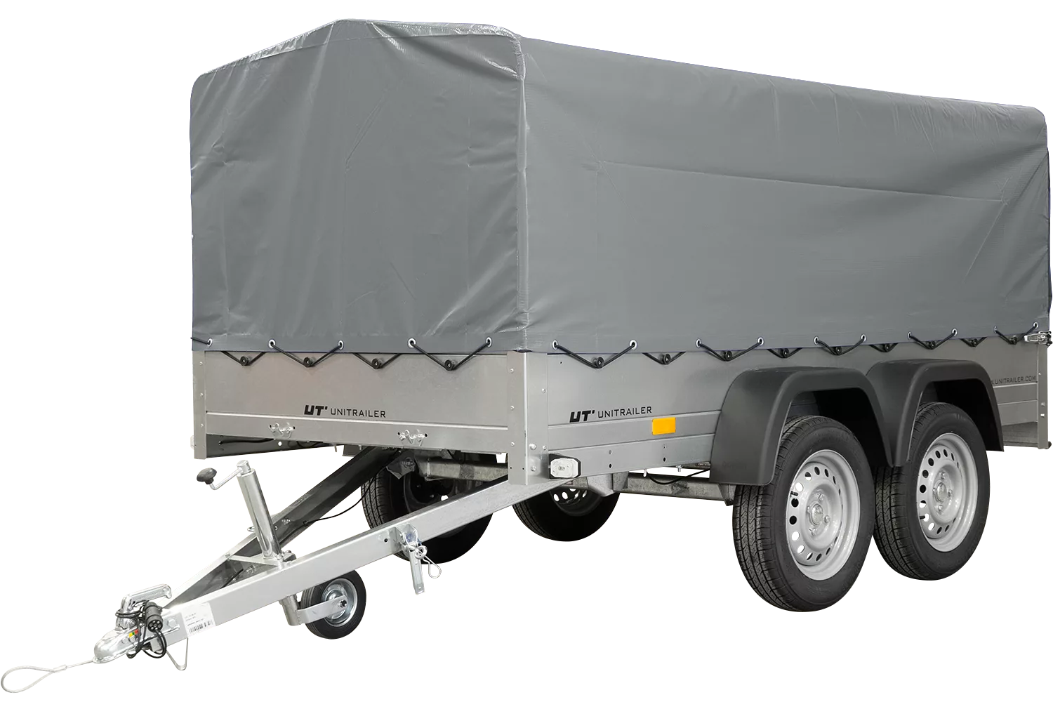 Unitrailer Garden Trailer Anhänger 264/2 Kipp Mit Stützrad, Spriegel Und Grauer Plane-Neu