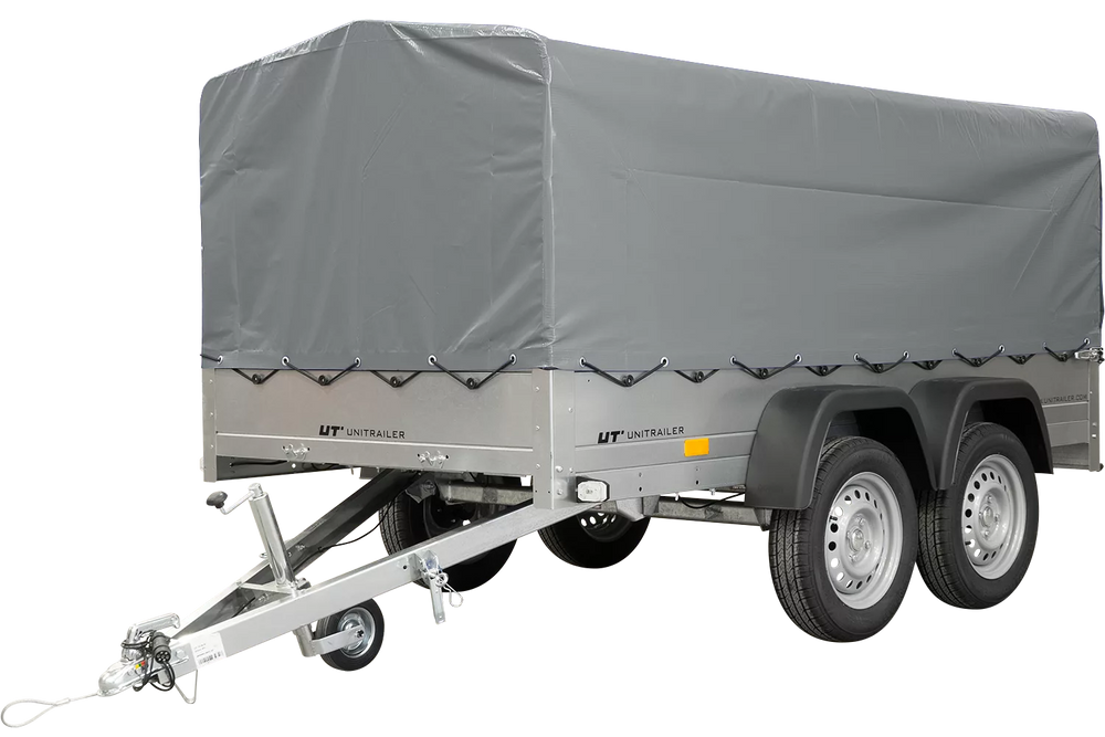 Unitrailer Garden Trailer Anhänger 264/2 Kipp Mit Stützrad, Spriegel Und Grauer Plane-Neu