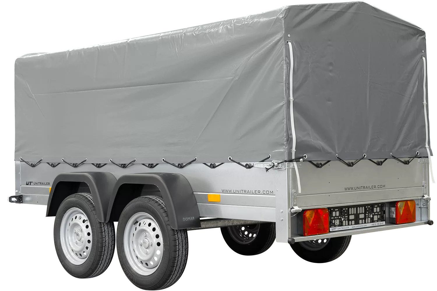 Unitrailer Garden Trailer Anhänger 264/2 Kipp Mit Stützrad, Spriegel Und Grauer Plane-Neu