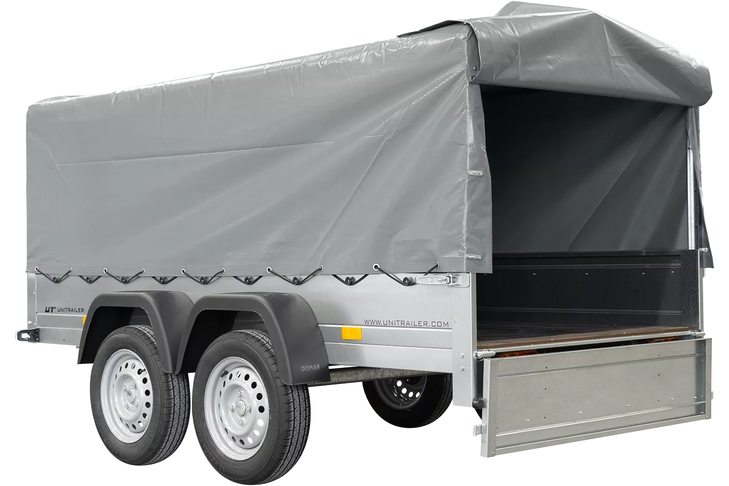 Unitrailer Garden Trailer Anhänger 264/2 Kipp Mit Stützrad, Spriegel Und Grauer Plane-Neu