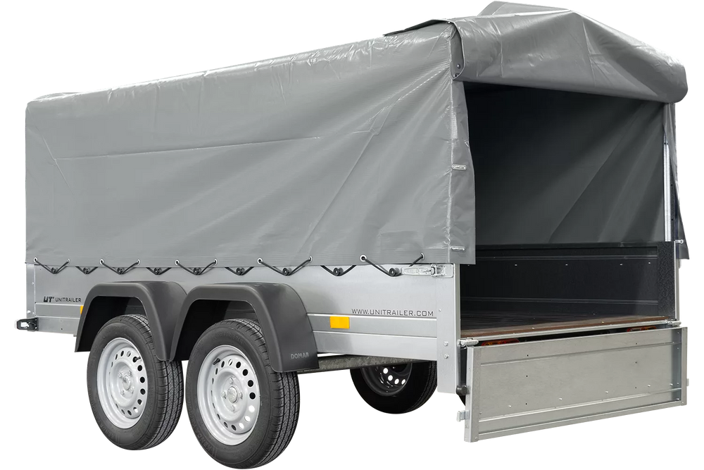 Unitrailer Garden Trailer Anhänger 264/2 Kipp Mit Stützrad, Spriegel Und Grauer Plane-Neu