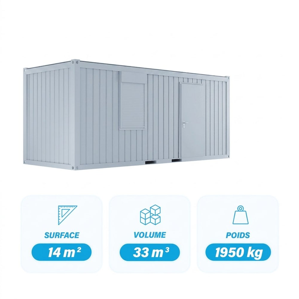 Bureau modulaire 20 pieds monté (1 porte, 1 fenêtre, isolation PU)