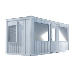 Bureau modulaire 20 pieds semi vitré (1 porte, 2 fenêtres, 2 vitrines, isolation LV)