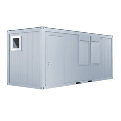 Bureau modulaire 20 pieds + sanitaires (1 porte, 2 fenêtres, 1 WC, 1 lavabo, 1 vasistas, isolation PU)